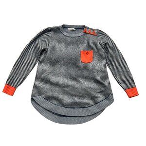 Zaket & Plover Merino Wool Blend Crewneck Blue Striped Sweater Soft XS